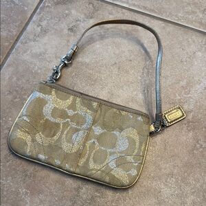 Coach Gold and Silver Signature Clutch
